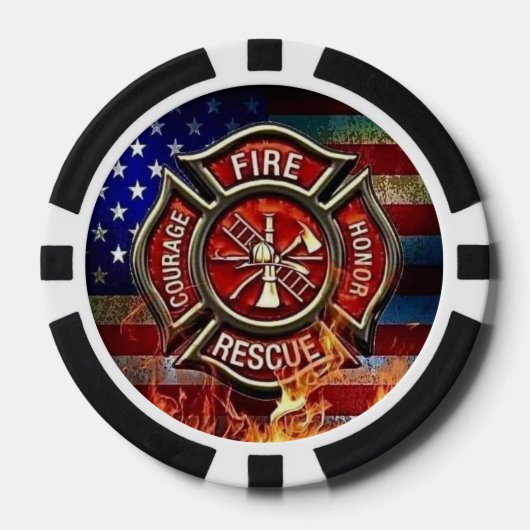 Lot De Jeton De Poker Chips de poker pour hommage aux pompiers (Recto)