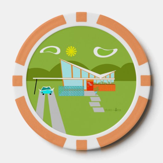 Lot De Jeton De Poker Chips de poker Retro Palm Springs House (Recto)