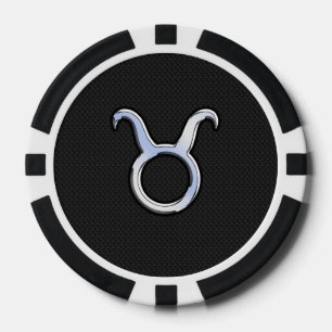 Lot De Jeton De Poker Chrome Comme Taurus Zodiac Panneau Décor