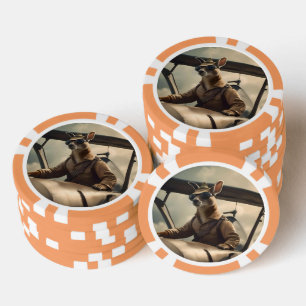Lot De Jeton De Poker "Ciels Vintages : Le pilote Kangaroo dans l'ancien