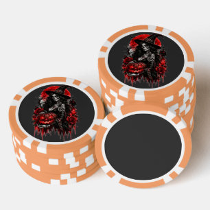 Lot De Jeton De Poker Citrouille de sorcière gothique Halloween Chat noi