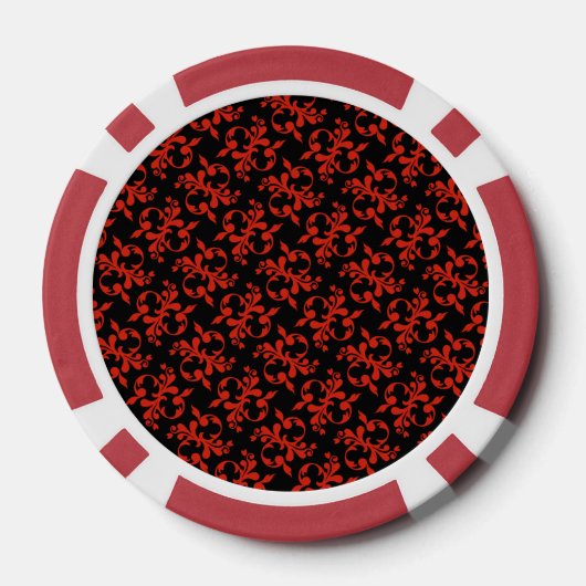 Lot De Jeton De Poker Classic Red Black Pattern (Verso)