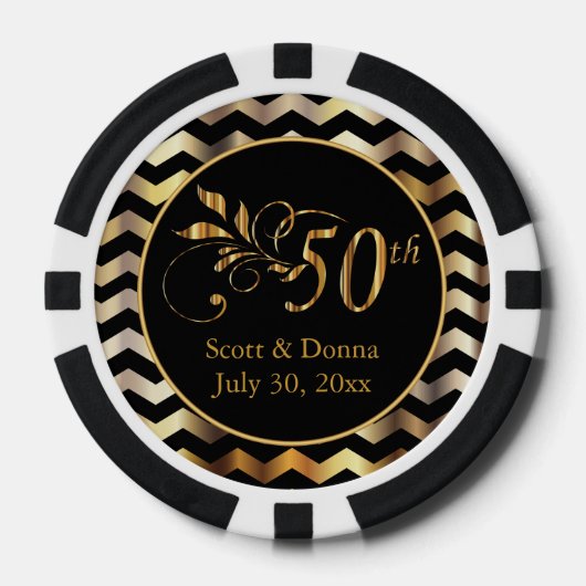 Lot De Jeton De Poker Classy 50e Anniversaire de Mariage d'or (Recto)