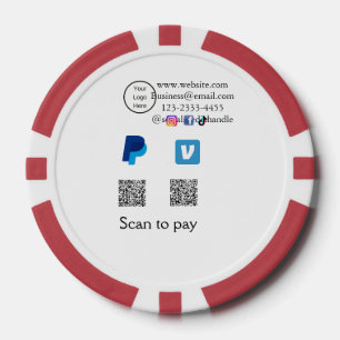 Lot De Jeton De Poker Code QR PayPal venmo scan pay ajouter médias socia