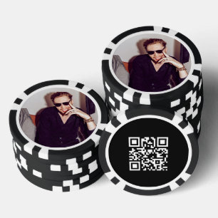 Lot De Jeton De Poker Code QR promotionnel photo personnalisée noir blan
