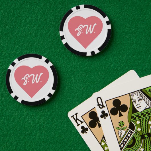 Lot De Jeton De Poker coeur des initiales (Table de poker (double))