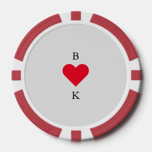 Lot De Jeton De Poker Cœur Personnalisé Rouge & Gris