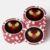 Lot De Jeton De Poker Coeur rouge avec ailes d'or (Empiler)