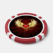 Lot De Jeton De Poker Coeur rouge avec ailes d'or (Simple)