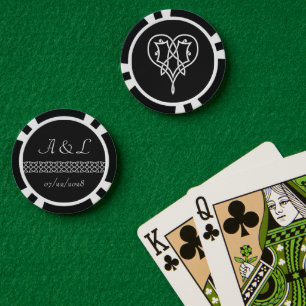 Lot De Jeton De Poker Coeurs célestes en noir