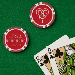 Lot De Jeton De Poker Coeurs de tissage celtique en cerise