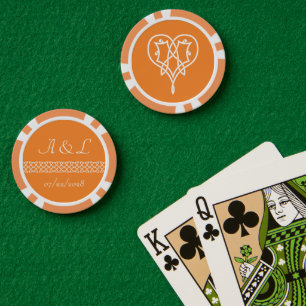Lot De Jeton De Poker Coeurs de tissage celtique en orange