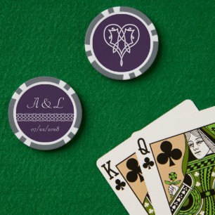 Lot De Jeton De Poker Cœurs Tissés Celtiques en Violet