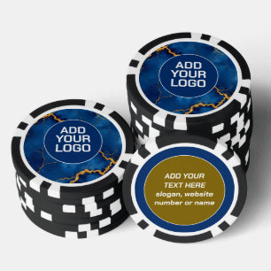 Lot De Jeton De Poker Collection populaire de marbre bleu royal or