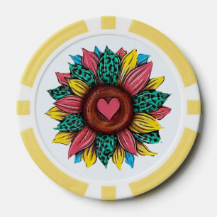 Lot De Jeton De Poker Conception de flair Sunflower Western Cowgirl