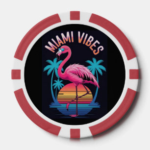 Lot De Jeton De Poker Conception de flamant rose d'été Miami Vibes-63454