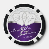 Lot De Jeton De Poker Conception Mariage de couple en violet (Verso)