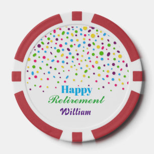 Lot De Jeton De Poker Confetti coloré sur mesure joyeuse retraite