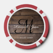 Lot De Jeton De Poker Cool Rustic Monogramme Nom du script Mariage (Verso)