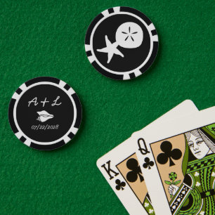 Lot De Jeton De Poker Coquillages d'été en noir
