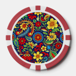 Lot De Jeton De Poker Couleurs arc-en-ciel Design de marguerite