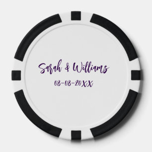 Lot De Jeton De Poker couple de mariages. Nom date violet simple mo mini