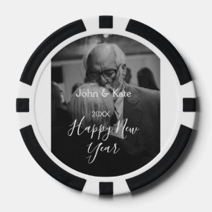 Lot De Jeton De Poker Couple photo Bonne année nom année noir blanc