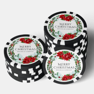 Lot De Jeton De Poker Couronne de Poinsettia Fête de Noël d'Entreprise
