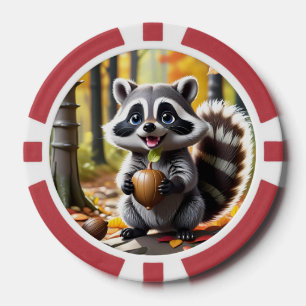 Lot De Jeton De Poker Coute Kawaii style Raccoon Autumn Cadre