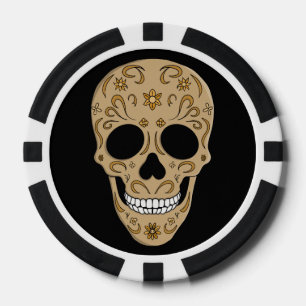Lot De Jeton De Poker Crâne de sucre floral Dia de los Muertos
