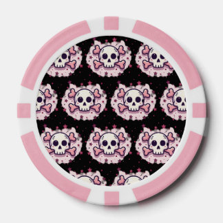 Lot De Jeton De Poker Crâne et Osselets Rose Pastel