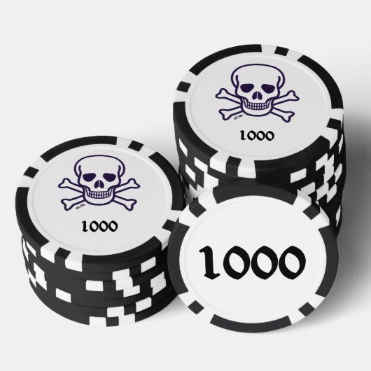 Lot De Jeton De Poker Crâne n os 1000 puce de poker rayé (Empiler)