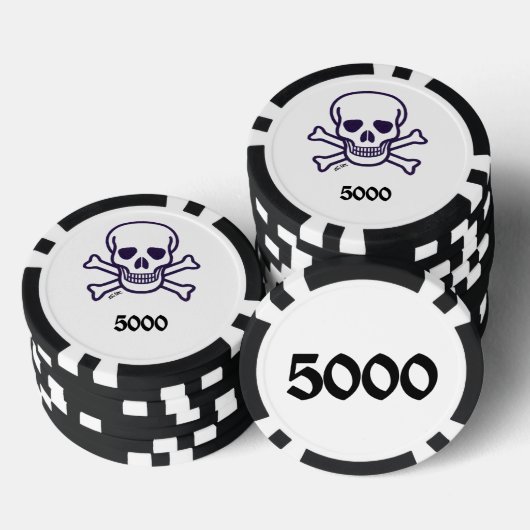 Lot De Jeton De Poker Crâne n os 5000 puce de poker rayé (Empiler)