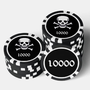 Lot De Jeton De Poker Crâne n os noir 10000 puce de poker rayé