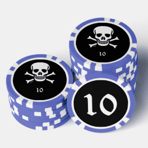Lot De Jeton De Poker Crâne n os noir bleu 10 puce de poker rayé