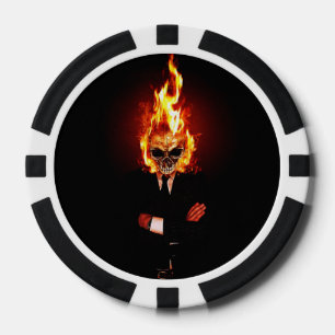 Lot De Jeton De Poker Crâne sur le feu