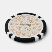 Lot De Jeton De Poker Cream Brown Hearts Valentine's Day (Simple)