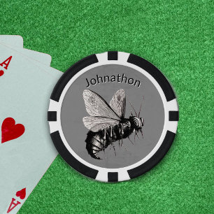 Lot De Jeton De Poker Creepy Bee Gros Dard Crânes sur les ailes Gris