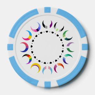 Lot De Jeton De Poker Crescent Pride Lunes et Coeurs Noirs