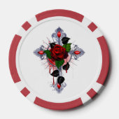 Lot De Jeton De Poker Croix d'argent avec une rose rouge (Verso)
