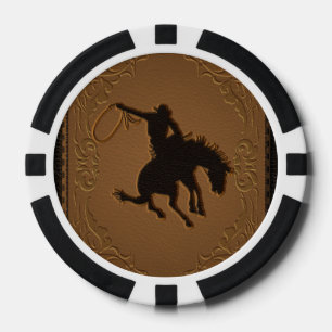 Lot De Jeton De Poker Cuir Western Wild West Cowboy Rustique Campagne