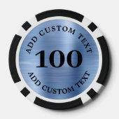 Lot De Jeton De Poker Custom Blue Faux Metal Business Logo 100 Numbered (Verso)