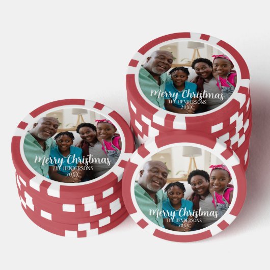 Lot De Jeton De Poker Custom Family Photo Double Sided Christmas (Empiler)