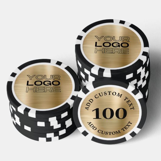 Lot De Jeton De Poker Custom Gold Metal Style Business Logo 100 Numbered (Empiler)