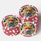 Lot De Jeton De Poker Cute Fox avec arc vert et rose (Empiler)