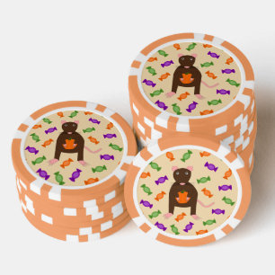 Lot De Jeton De Poker Cute Halloween Rat et Citrouille