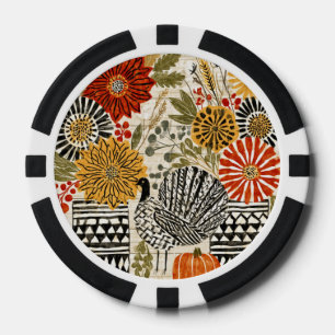 Lot De Jeton De Poker Dahlia Bohème Éclectique d'Automne Dinde