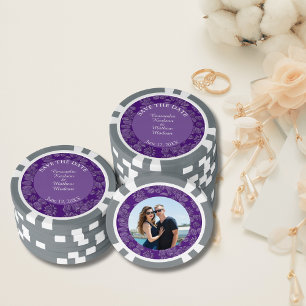 Lot De Jeton De Poker Daisies Purple Enregistrer la date et le Carte pho