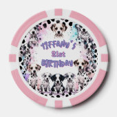 Lot De Jeton De Poker Dalmatian Dogs Purple Pink Birthday Party (Recto)