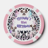 Lot De Jeton De Poker Dalmatian Dogs Purple Pink Birthday Party (Verso)